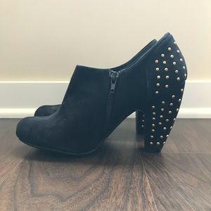 Gold Studded Suede Ankle Booties